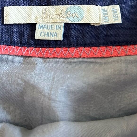 Boden Blue Polkadot 100% Linen A Line Mini Skirt Size 6 Petite - Picture 8 of 8